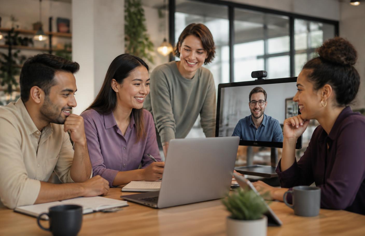 A collaborative offshore team working together
